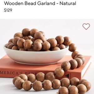 Pottery Barn Wooden Bead Garland NWT in original box